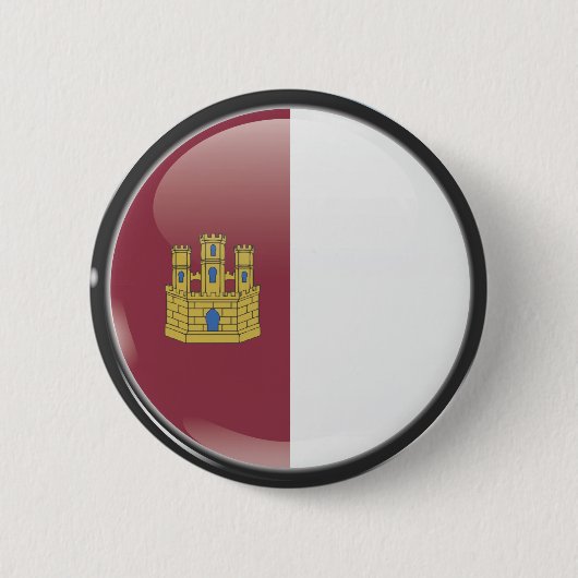 Flagge und Schild von Kastilien La Mancha Button (Vorderseite)