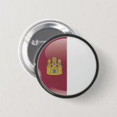 Flagge und Schild von Kastilien La Mancha Button (Vorne & Hinten)