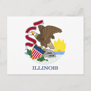 Flagge und Siegel von Illinois Postkarte