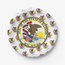 Flagge und Siegel von Illinoisan, Illinois Pappteller