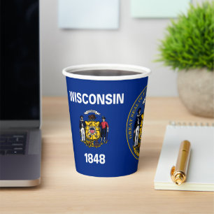 Flagge und Siegel von Wisconsinite, Flagge von Wis Pappbecher