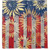 Flagge und Sonnenblumen Duschvorhang (Vorderseite)