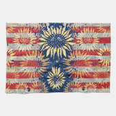 Flagge und Sonnenblumen Geschirrtuch (Horizontal)