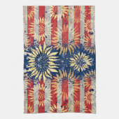 Flagge und Sonnenblumen Geschirrtuch (Vertikal)