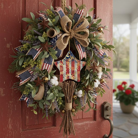 Flagge und Sonnenblumen Keramik Ornament