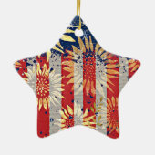 Flagge und Sonnenblumen Keramik Ornament (Hinten)