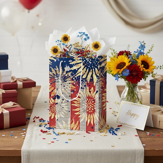 Flagge und Sonnenblumen Mittlere Geschenktüte