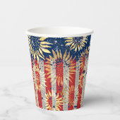 Flagge und Sonnenblumen Pappbecher (Vorderseite)