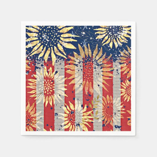 Flagge und Sonnenblumen Serviette (Vorderseite)