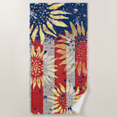 Flagge und Sonnenblumen Strandtuch (Vorderseite)