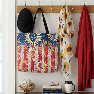Flagge und Sonnenblumen Tasche