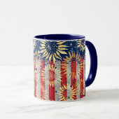 Flagge und Sonnenblumen Tasse (VorderseiteRechts)