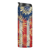 Flagge und Sonnenblumen Thermosbecher (Nach rechts gedreht)