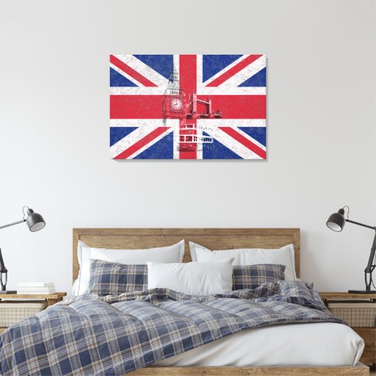 Flagge und Symbole Großbritanniens ID154 Leinwanddruck (Insitu (Schlafzimmer))