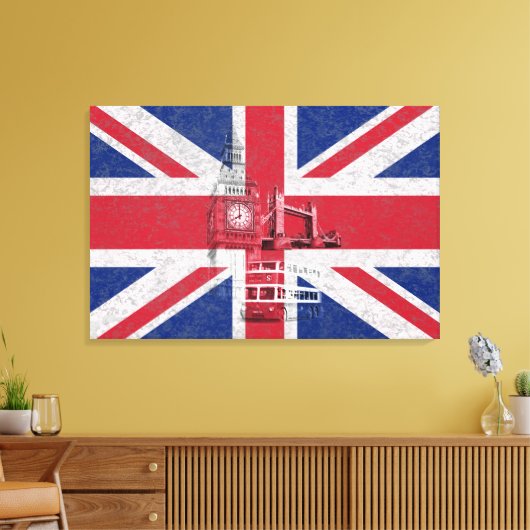 Flagge und Symbole Großbritanniens ID154 Leinwanddruck (Insitu (Wohnzimmer))
