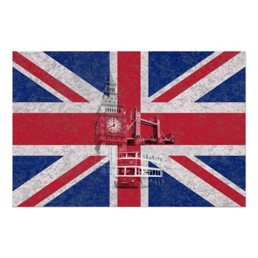 Flagge und Symbole Großbritanniens ID154 Poster (Vorderseite)