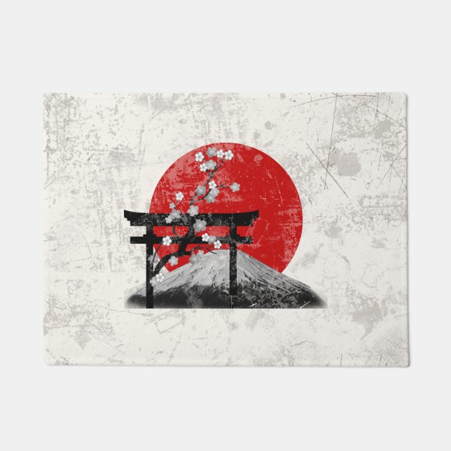 Flagge und Symbole Japans ID153 Fußmatte (Vorderseite)