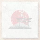 Flagge und Symbole Japans ID153 Glasuntersetzer (Rückseite)