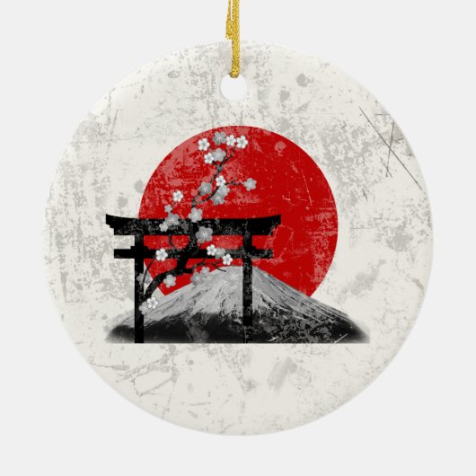 Flagge und Symbole Japans ID153 Keramik Ornament (Hinten)