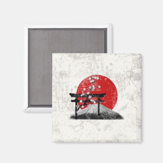Flagge und Symbole Japans ID153 Magnet (Vorderseite/Rückseite)