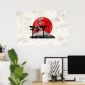 Flagge und Symbole Japans ID153 Poster (Heimbüro)