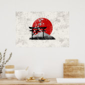 Flagge und Symbole Japans ID153 Poster (Küche)