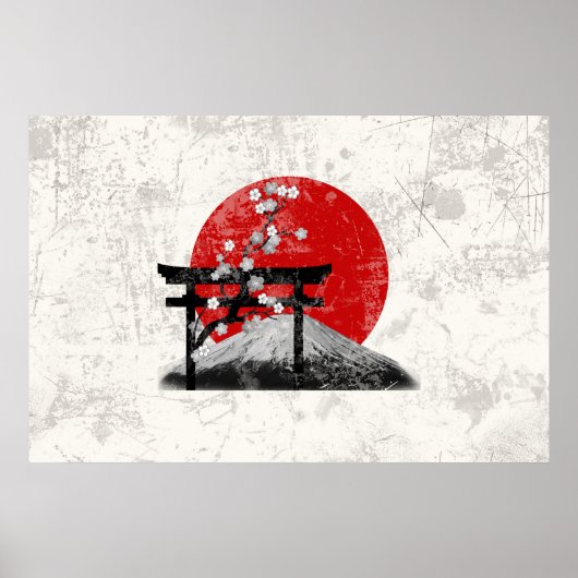 Flagge und Symbole Japans ID153 Poster (Vorne)