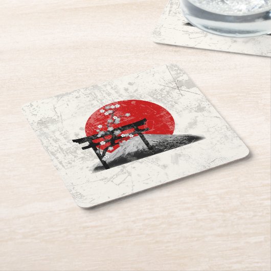 Flagge und Symbole Japans ID153 Rechteckiger Pappuntersetzer (angewinkelt)