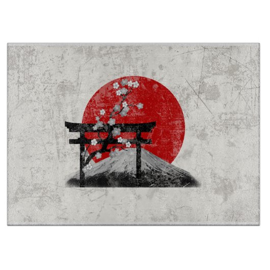 Flagge und Symbole Japans ID153 Schneidebrett (Vorderseite)