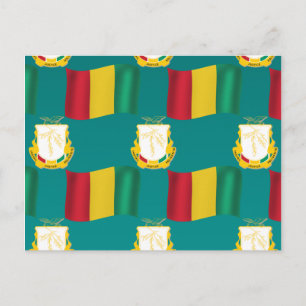 Flagge und Wappen der Guinea Postkarte