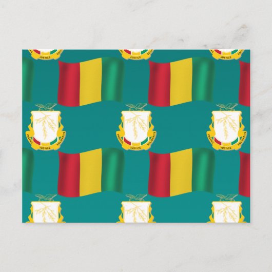 Flagge und Wappen der Guinea Postkarte (Vorderseite)