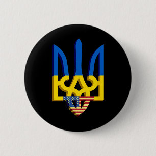 Flagge und Wappen der Ukraine mit amerikanischer F Button