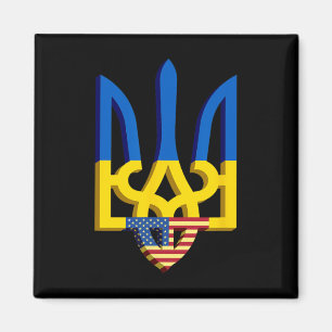 Flagge und Wappen der Ukraine mit amerikanischer F Magnet