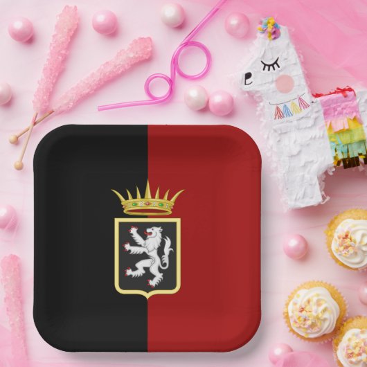 Flagge und Wappen des Aostatals (Italien) Pappteller (Party)