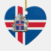 Flagge und Wappen Islands Keramik Ornament (Vorne)
