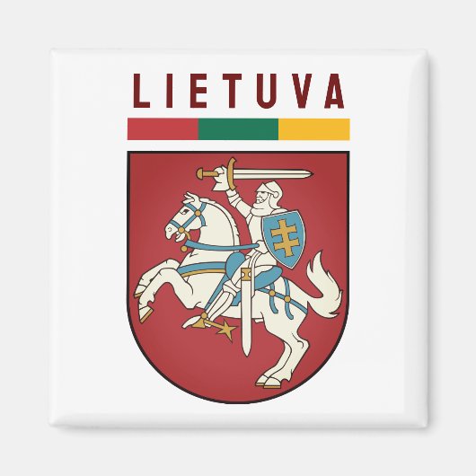 Flagge und Wappen Litauens Magnet (Vorne)
