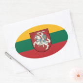 Flagge und Wappen Litauens Ovaler Aufkleber (Umschlag)