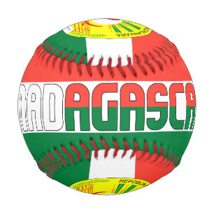 Flagge und Wappen Madagaskars Patriotisch Baseball