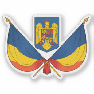 Flagge und Wappen Rumäniens Aufkleber