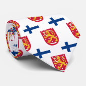 Flagge und Wappen von Finnland Krawatte (Gerollt)