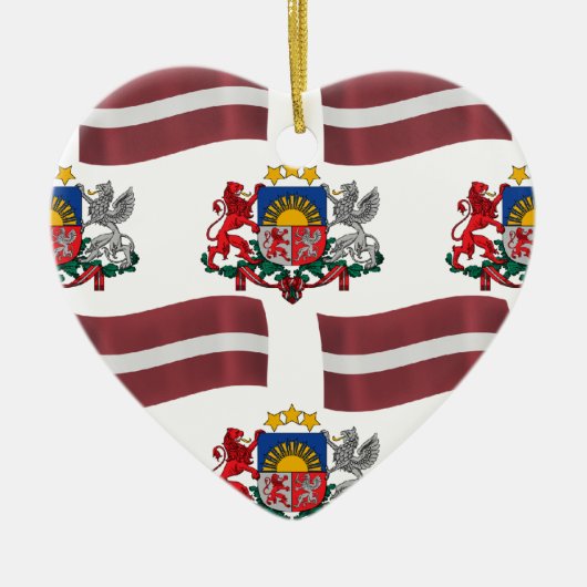 Flagge und Wappen von Lettland Keramik Ornament (Vorne)