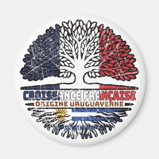 Flagge Uruguay Frankreich Tree Roots Magnet (Vorne)