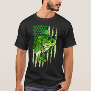 Flagge US Grün Klee Angelndes Leprechaun St. Patri T-Shirt