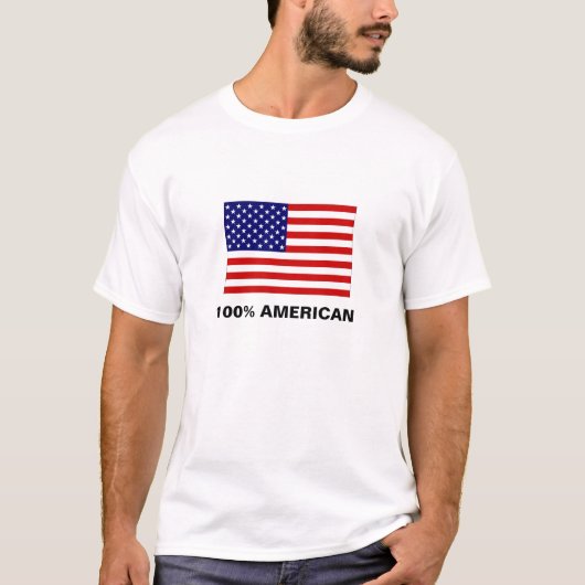 Flagge USA, 100% AMERIKANER T-Shirt (Vorderseite)