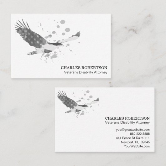 ** Flagge USA American Eagle Schwarz-weiß Simple Visitenkarte (Vorne/Hinten)