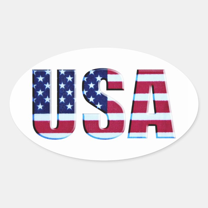Flagge USA-Buchstaben Ovaler Aufkleber | Zazzle.de