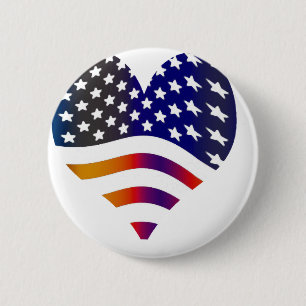 Flagge USA Herz Liebe amerikanische Ehre Truppen S Button