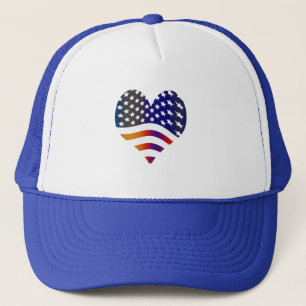 Flagge USA Herz Liebe amerikanische Ehre Truppen S Truckerkappe
