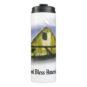 *~* Flagge USA Holzscheune GOTT SEGNE AMERIKA AP16 Thermosbecher