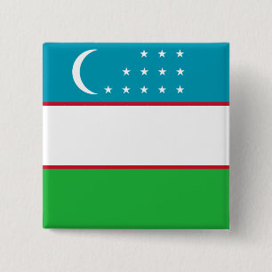 Flagge Usbekistans Button